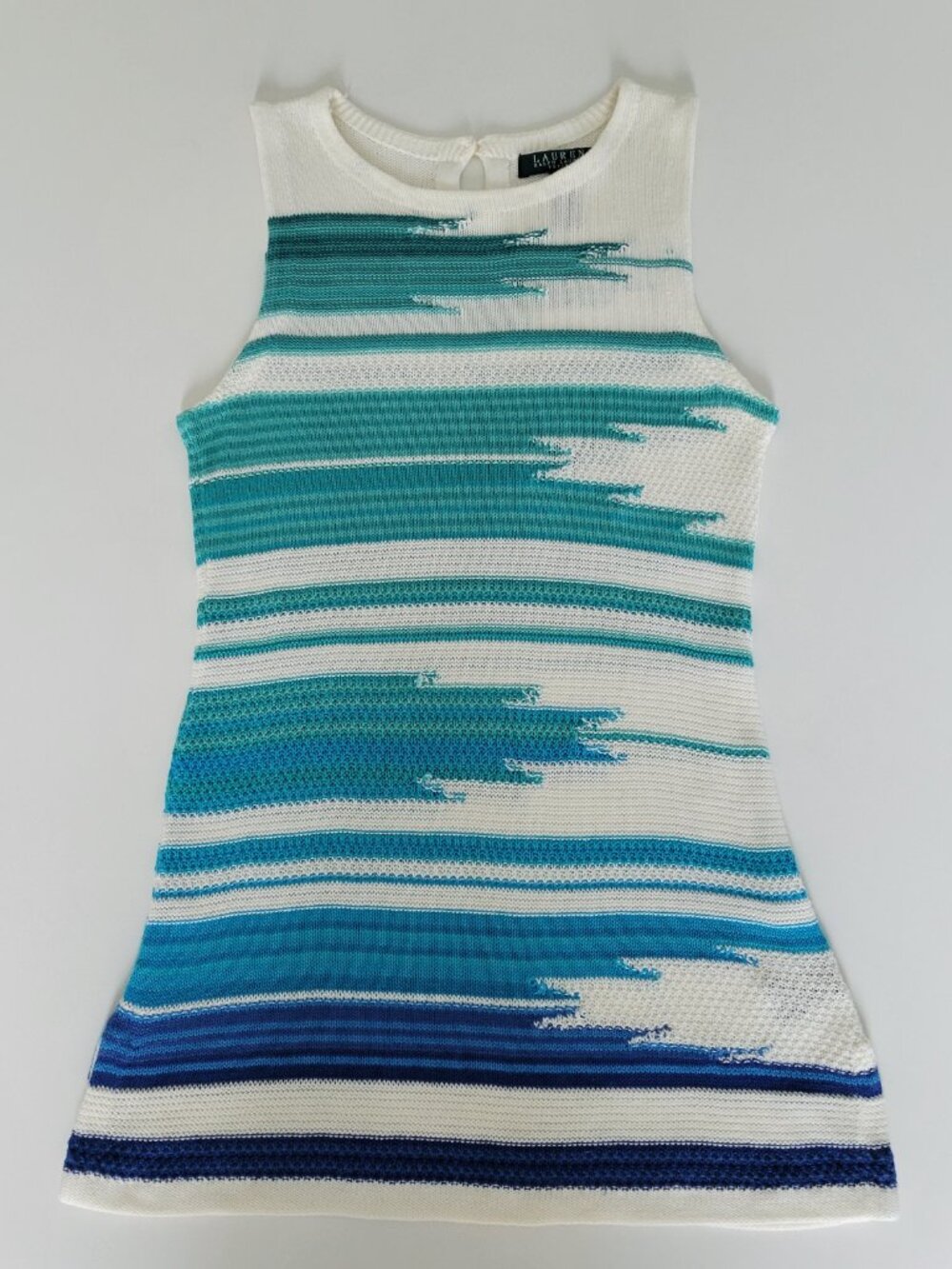 LAUREN Ralph Lauren Petite Cotton/Linen Crochet Knit Sleeveless Tunic Top
